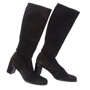 Stuart Weitzman Brown Suede Leather Tall Boots Women Sz 7